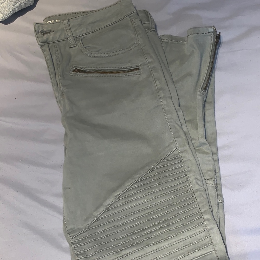 american eagle army green high-rise jeggings